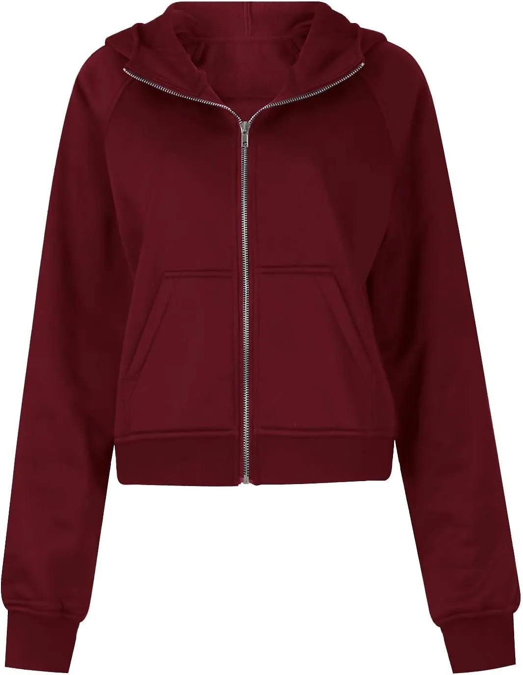 Womens Full-Zip Hoodie Fashion Oversized Solid Crewneck Fit Sweatshirts Long Sleeve Shirt Trendy Fall Outfits Tops