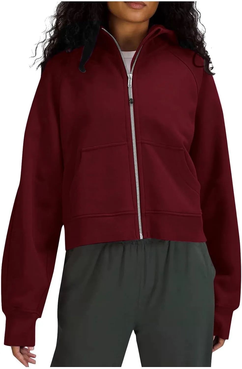 Womens Full-Zip Hoodie Fashion Oversized Solid Crewneck Fit Sweatshirts Long Sleeve Shirt Trendy Fall Outfits Tops