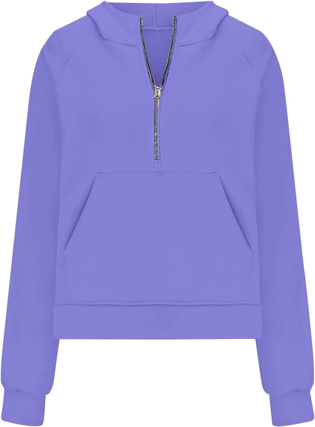Women's Half Zip Cropped Sweatshirts Fleece Casual Loose Hoodie Quarter Zip Trendy Y2k Pullover Sweater With Pocket