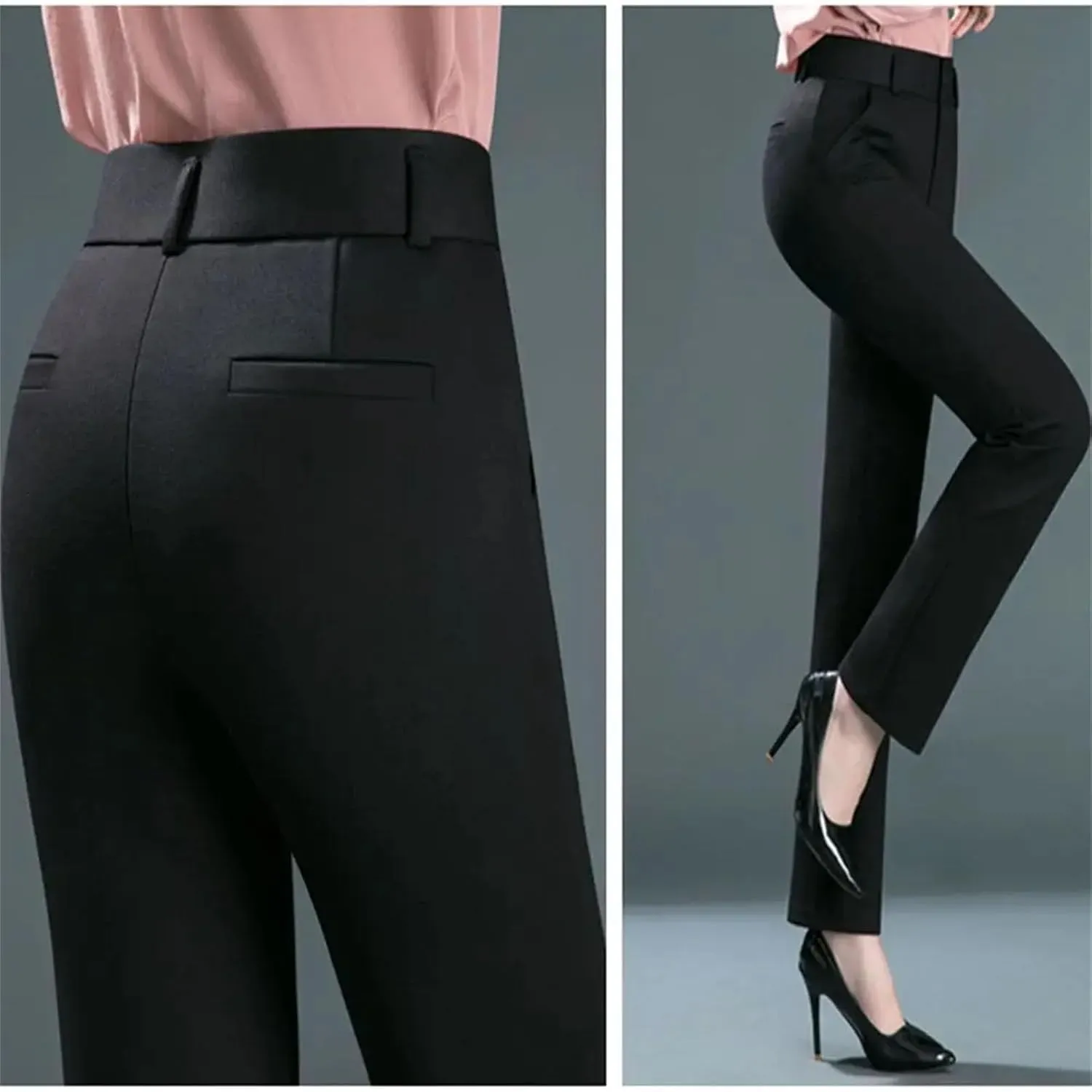 Women’s Knit Slim Leg Pants Elastic High Waist Year-Round Casual Minimalist Loungewear