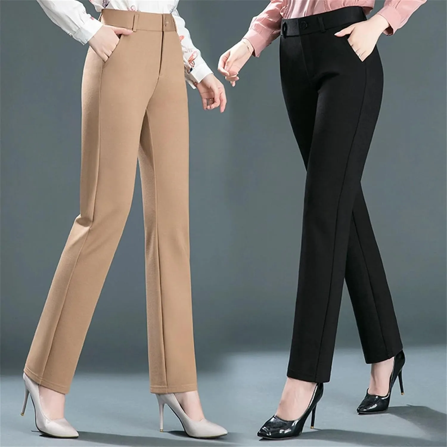 Women’s Knit Slim Leg Pants Elastic High Waist Year-Round Casual Minimalist Loungewear