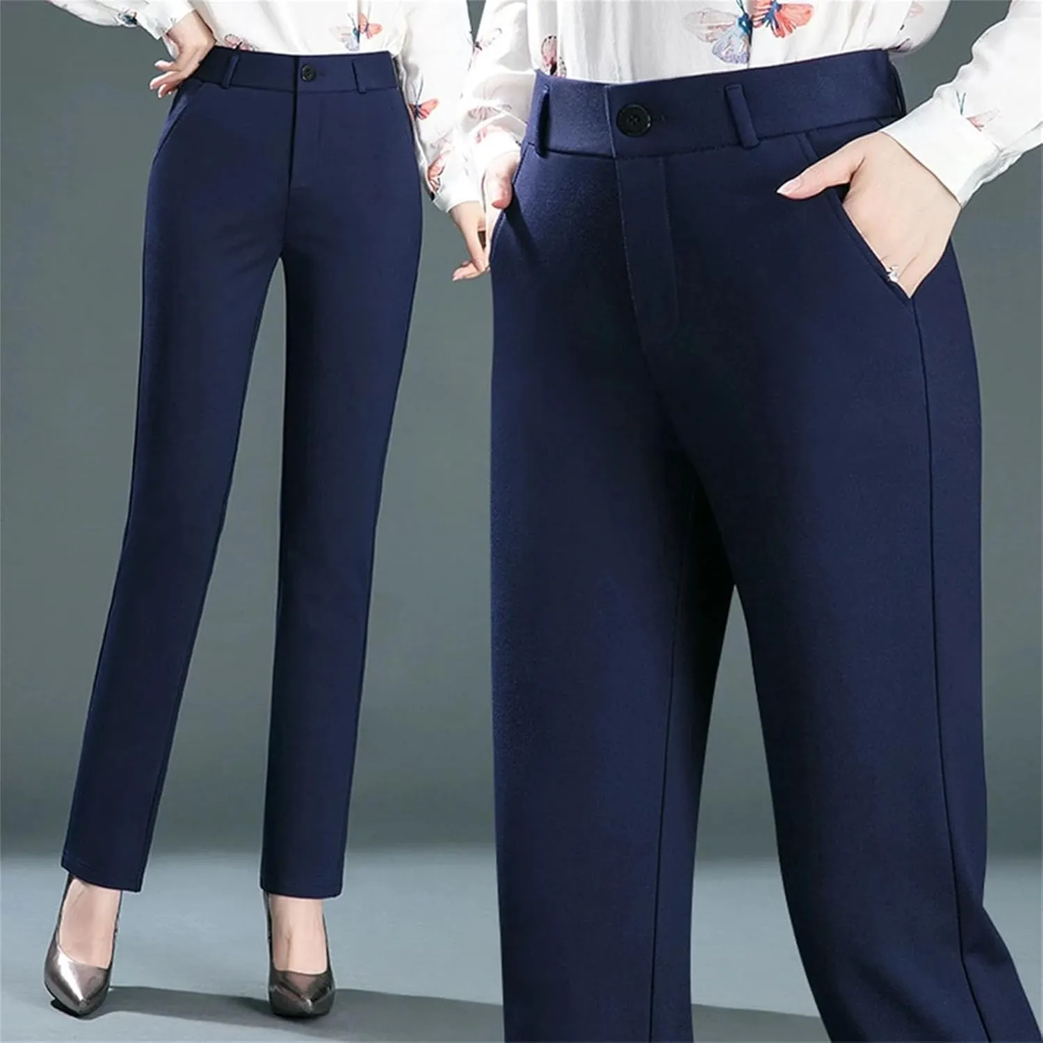 Women’s Knit Slim Leg Pants Elastic High Waist Year-Round Casual Minimalist Loungewear