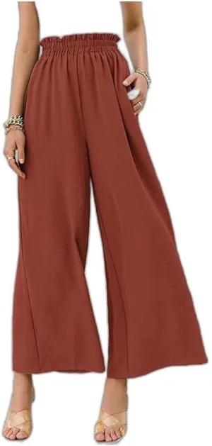 Women's Linen Trousers, Casual High Waist Wide Leg Straight Dress Pants, Cotton Linen Pants Elastic Waist Joggers