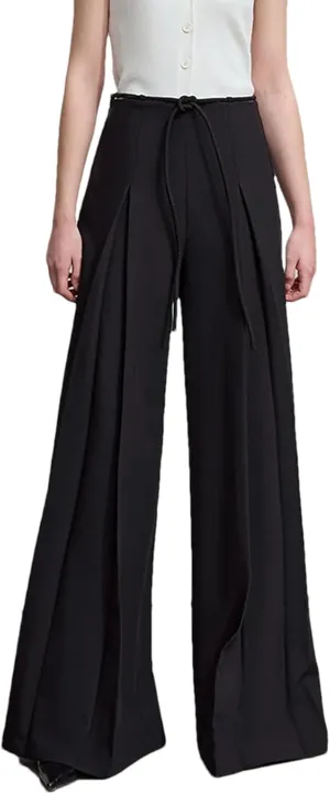 Women’s Minimalist Pleated Wide-Leg Pants High Waist Year-Round Office Casual Trousers