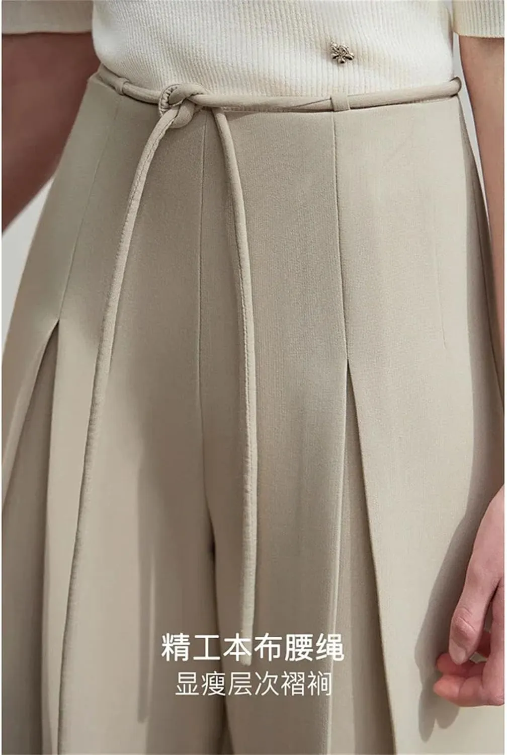Women’s Minimalist Pleated Wide-Leg Pants High Waist Year-Round Office Casual Trousers