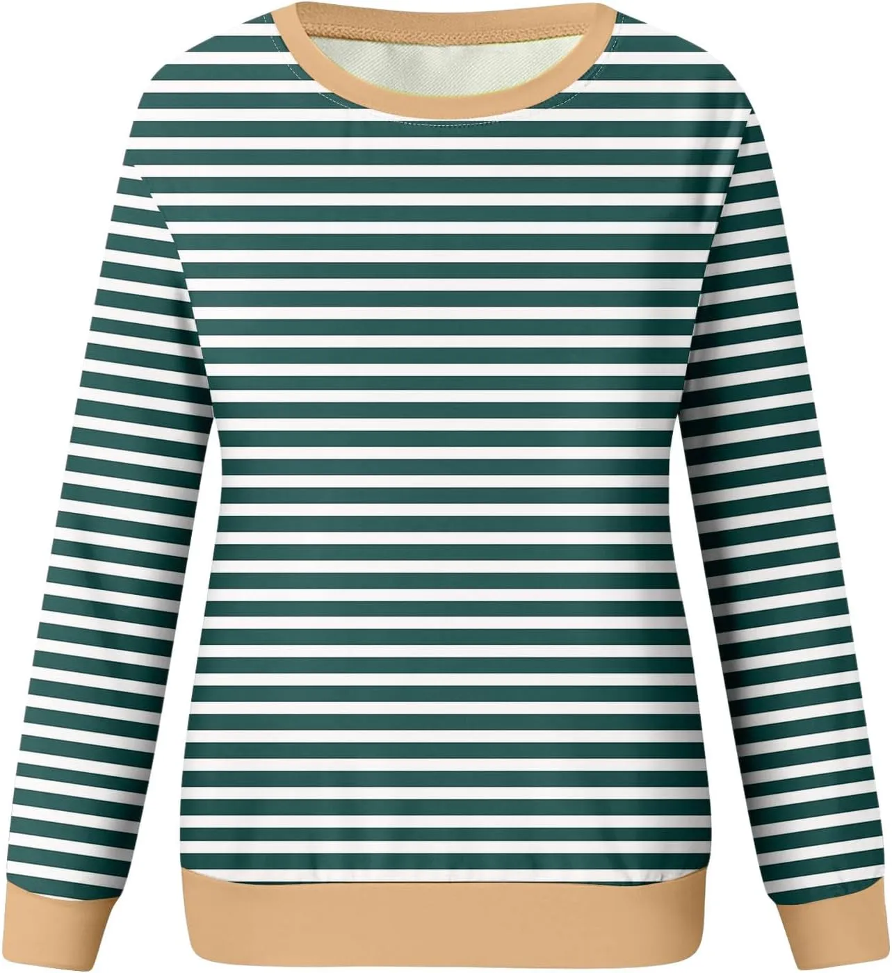 Womens Oversized Hoodless Sweatshirts Striped Long Sleeve Crewneck 2024 Trendy Fall Outfits Pullover Y2K Tops