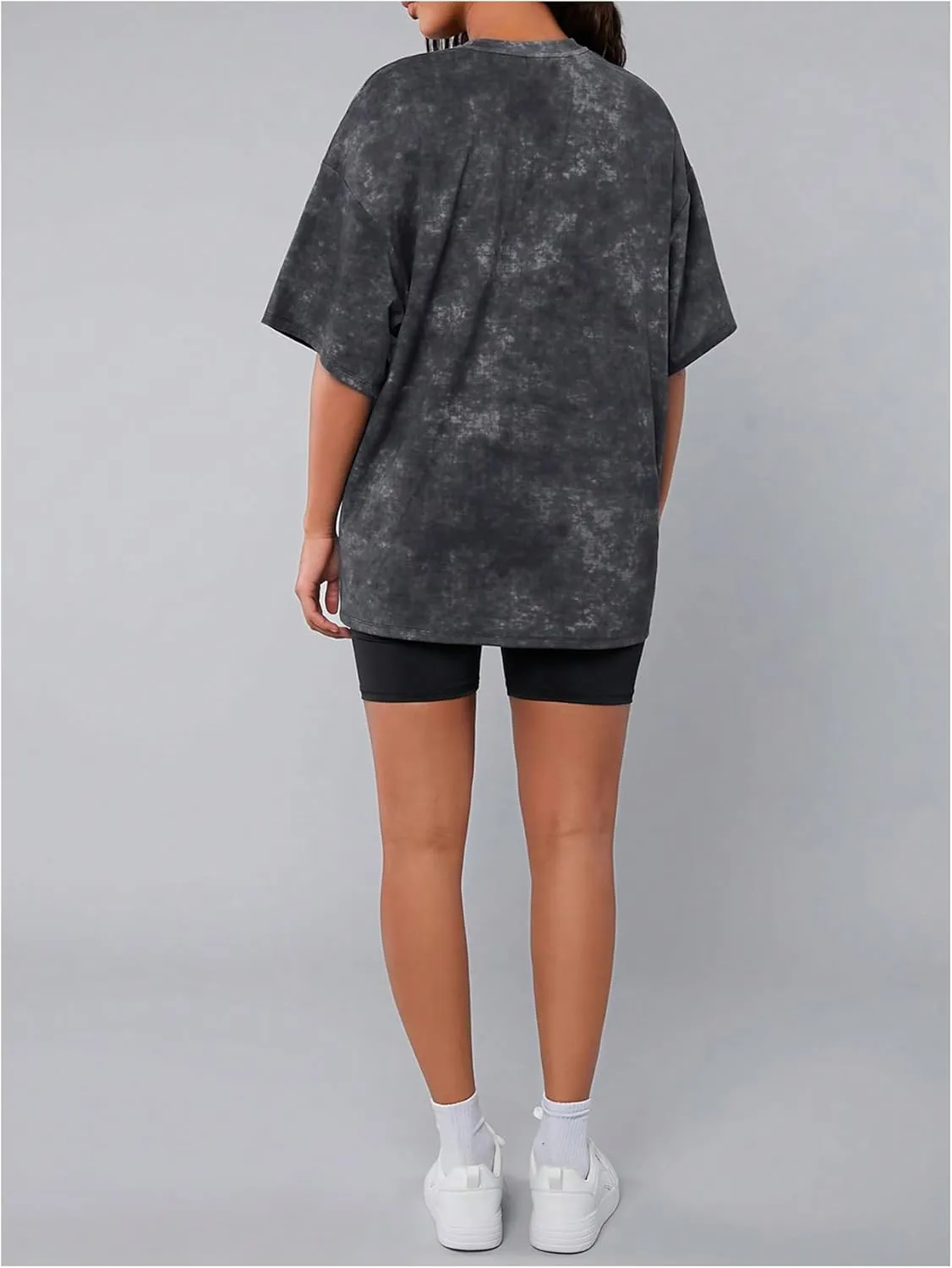 Women's Oversized Tie Dye T-Shirts Short Sleeve Crewneck Drop Shoulder Tee Tops