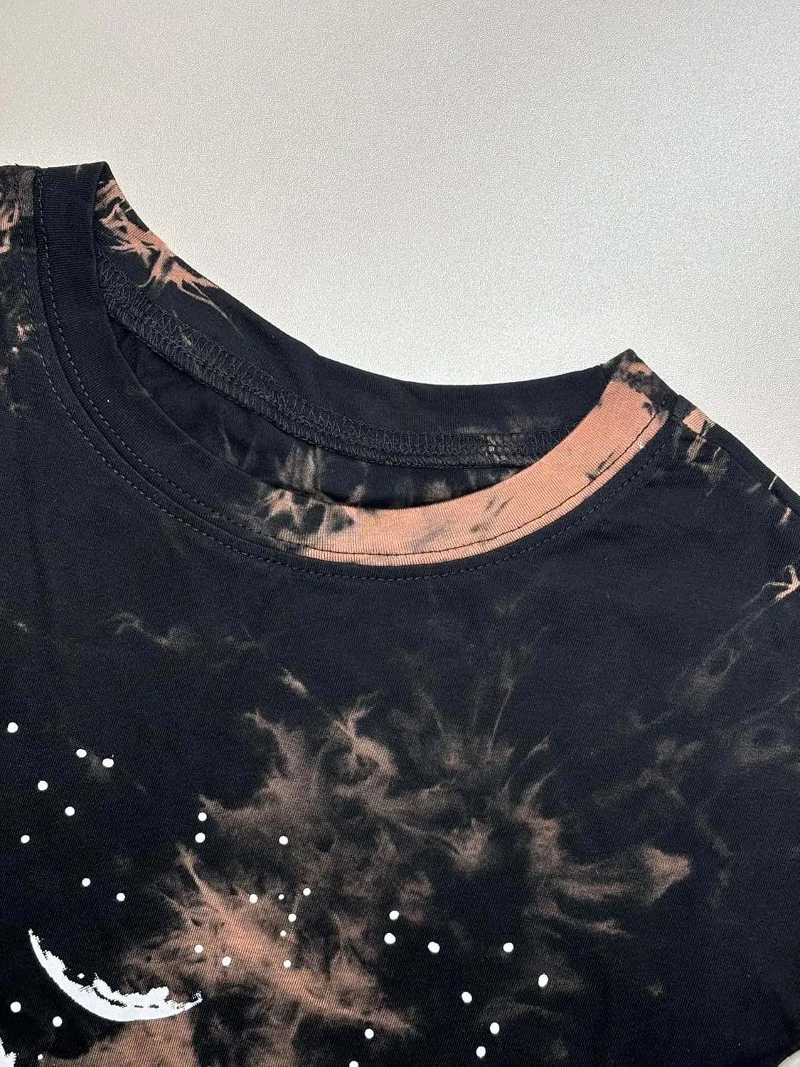 Womens Oversized Tshirts Workout Gym Shirts Moon Print Tees Side Slit Plus Size Top