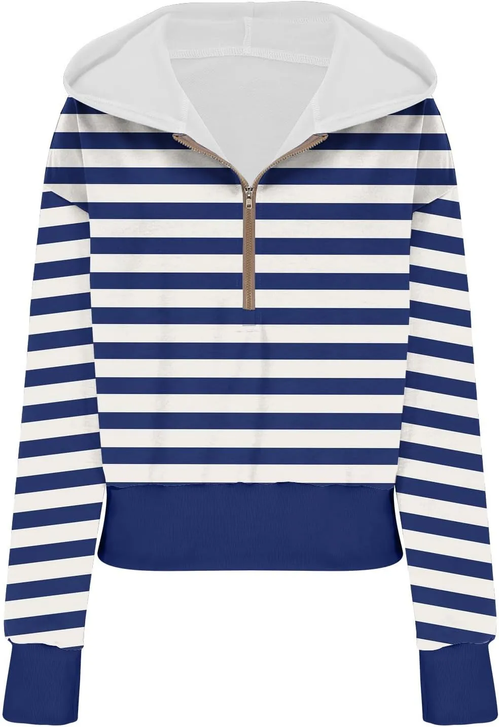 Women's Overszied Striped Sweatshirts Long Sleeve Half Zip Up Hoodies Winter Comfort Hoodies Y2K Fashion Cropped Clothes