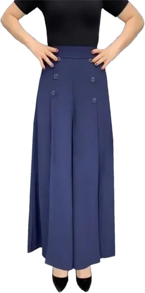 Women’s Pleated High Waist Wide-Leg Pants Zipper Minimalist Year-Round Office Trousers