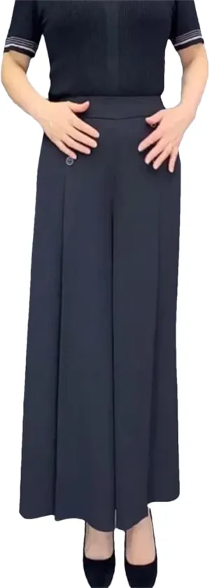 Women’s Pleated High Waist Wide-Leg Pants Zipper Minimalist Year-Round Office Trousers
