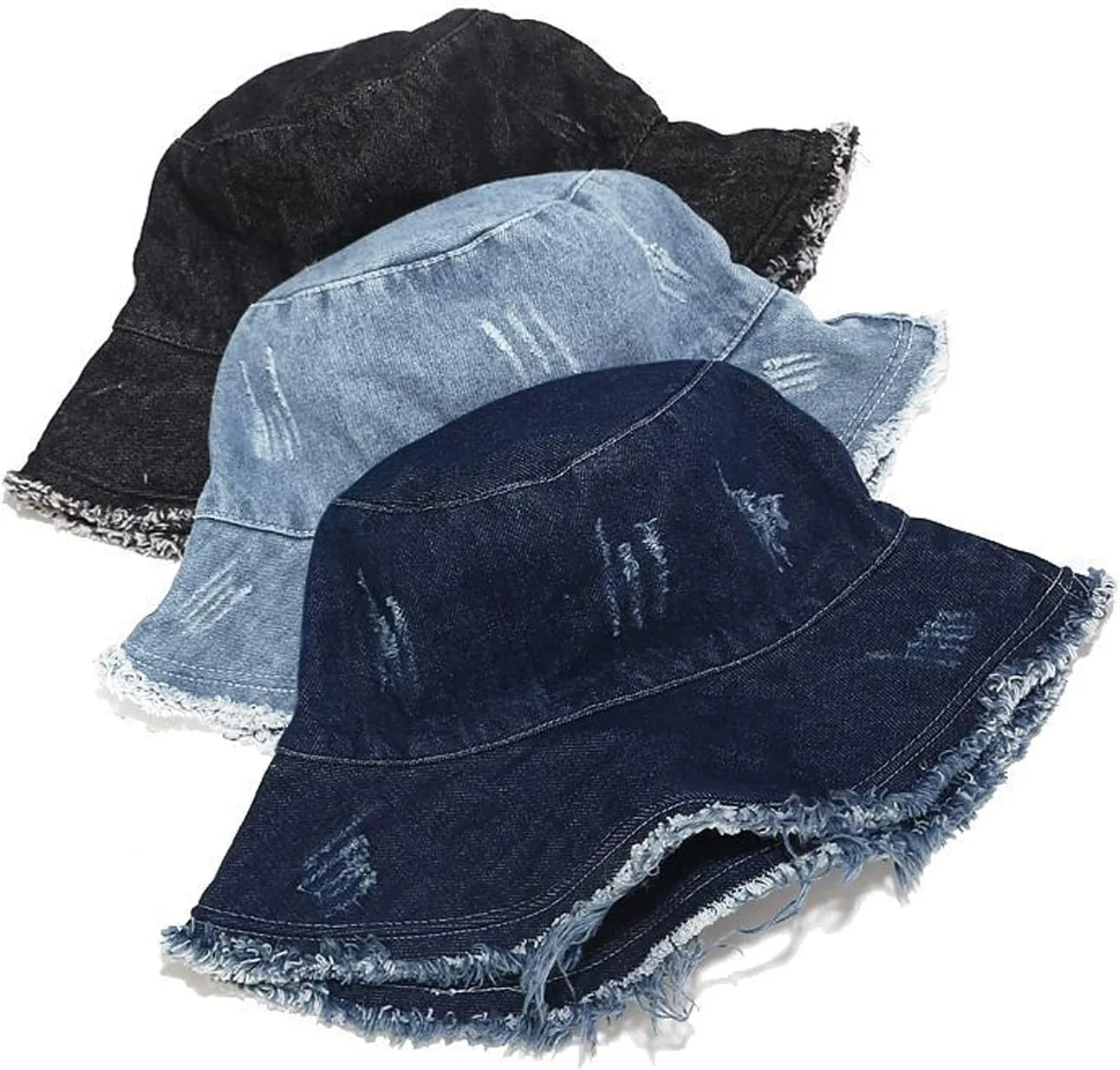 Womens Raw Hem Bucket Hats Summer Wide Brim Sun Hat Foldable Packable for Beach Vacation Travel Outdoors