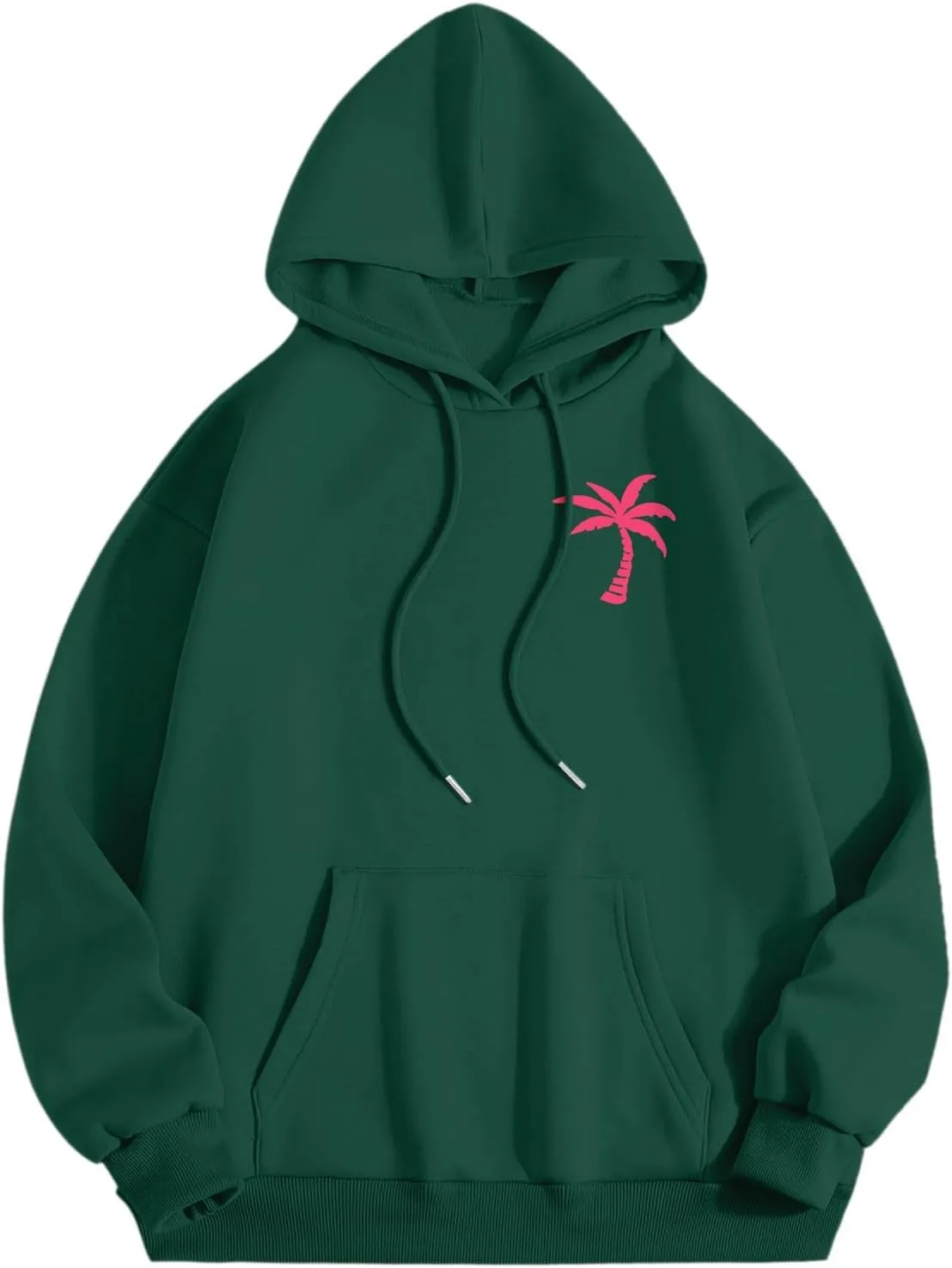 Womens Sweatshirt Floral Print Long Sleeve Drop Shoulder Casual Sweatshirts Drawstring Pockets Comfort Trendy Hoodie