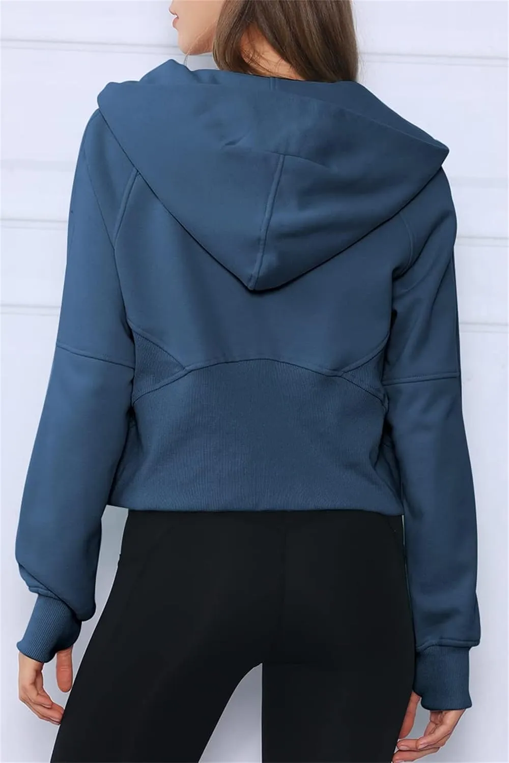 Womens Sweatshirts Half Zip Cropped Pullover Fleece Quarter Zipper Hoodies Spring Outfits Clothes Thumb Hole