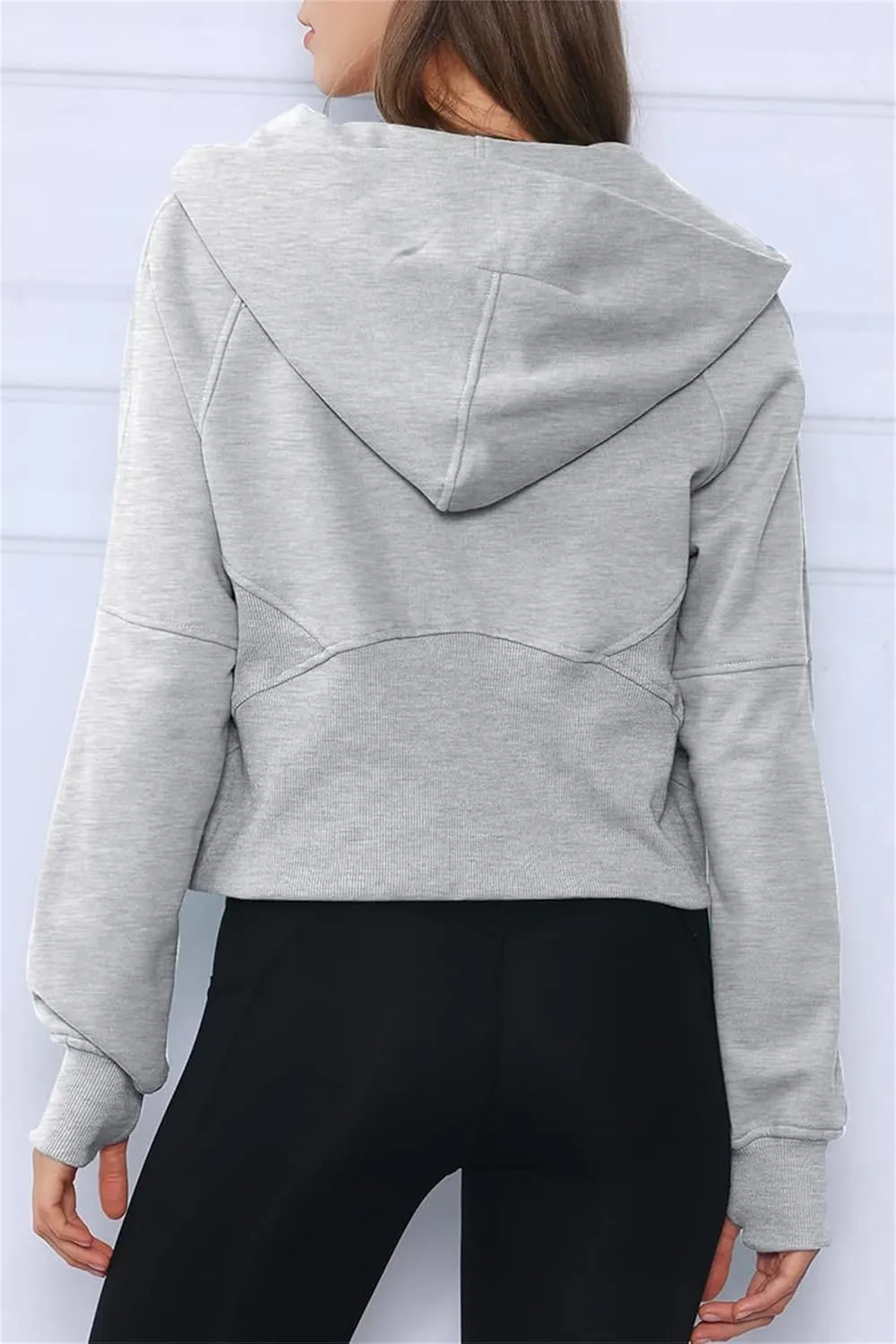 Womens Sweatshirts Half Zip Cropped Pullover Fleece Quarter Zipper Hoodies Spring Outfits Clothes Thumb Hole