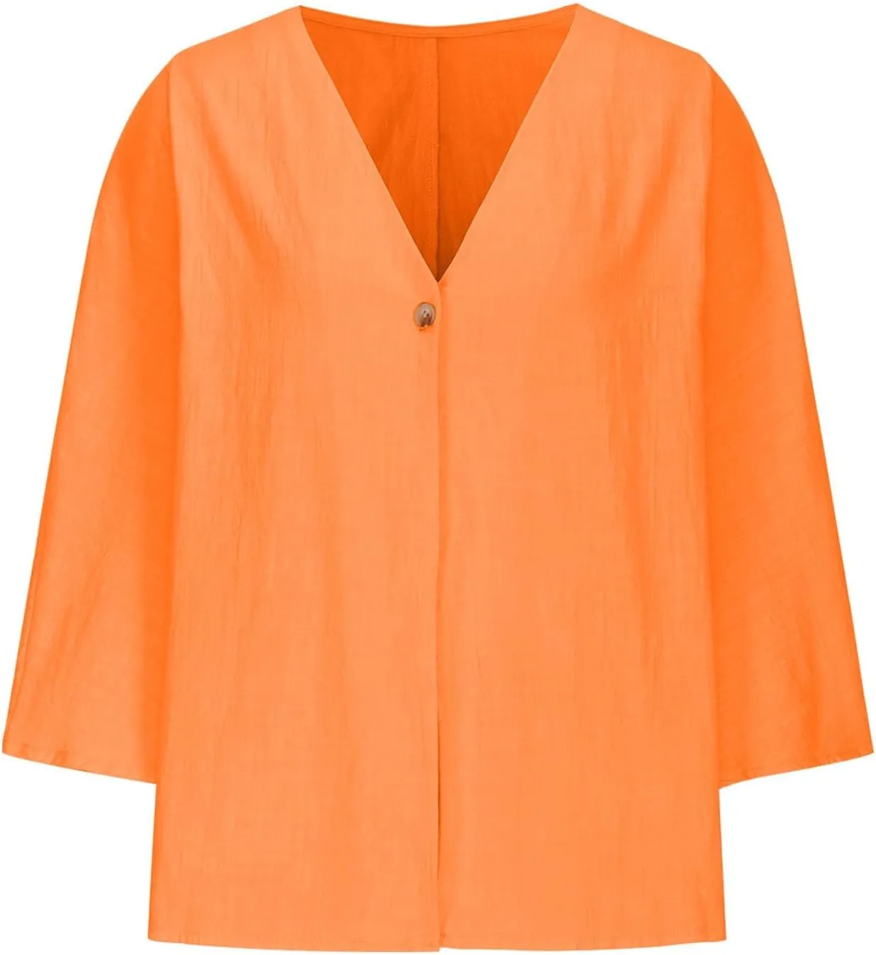 Womens Tops Casual Summer Linen Work Tops Trendy Button Down V Neck Long Sleeve Shirts Oversized Comfy Top Blouses