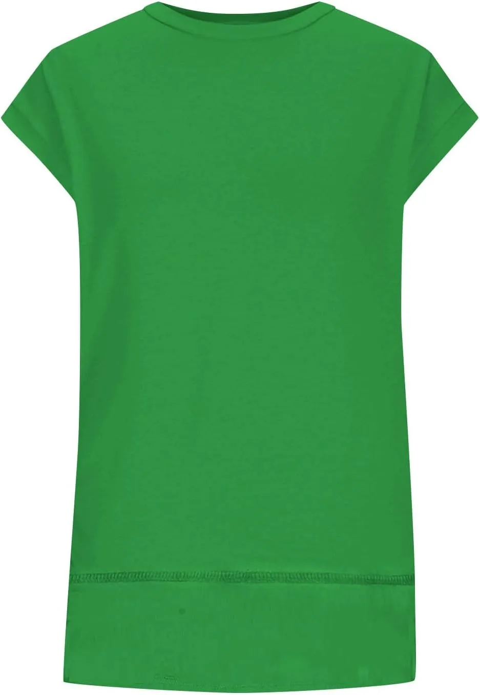 Womens Tops Fashion Cap Sleeves Round Neck Side Slit Solid Color Loose Comfy Casual Summer Outdoor Walking T-Shirts