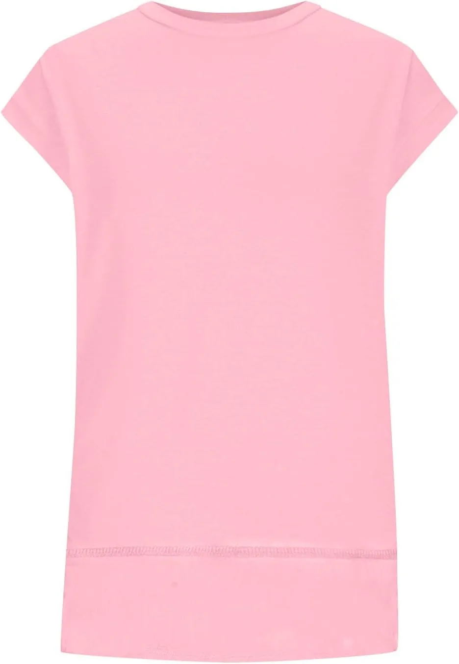 Womens Tops Fashion Cap Sleeves Round Neck Side Slit Solid Color Loose Comfy Casual Summer Outdoor Walking T-Shirts
