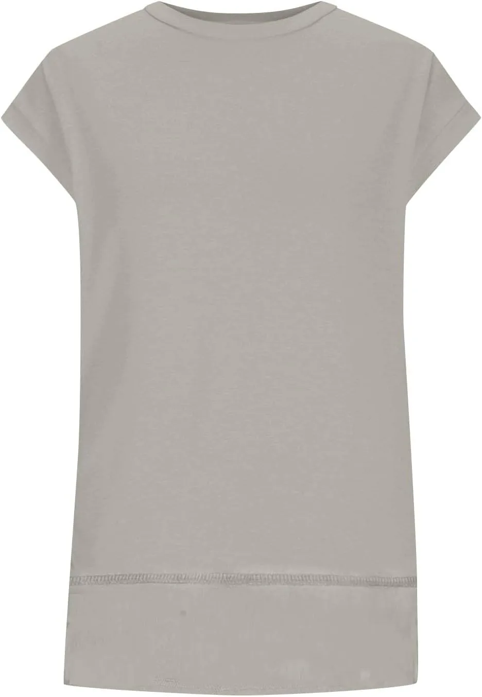 Womens Tops Fashion Cap Sleeves Round Neck Side Slit Solid Color Loose Comfy Casual Summer Outdoor Walking T-Shirts