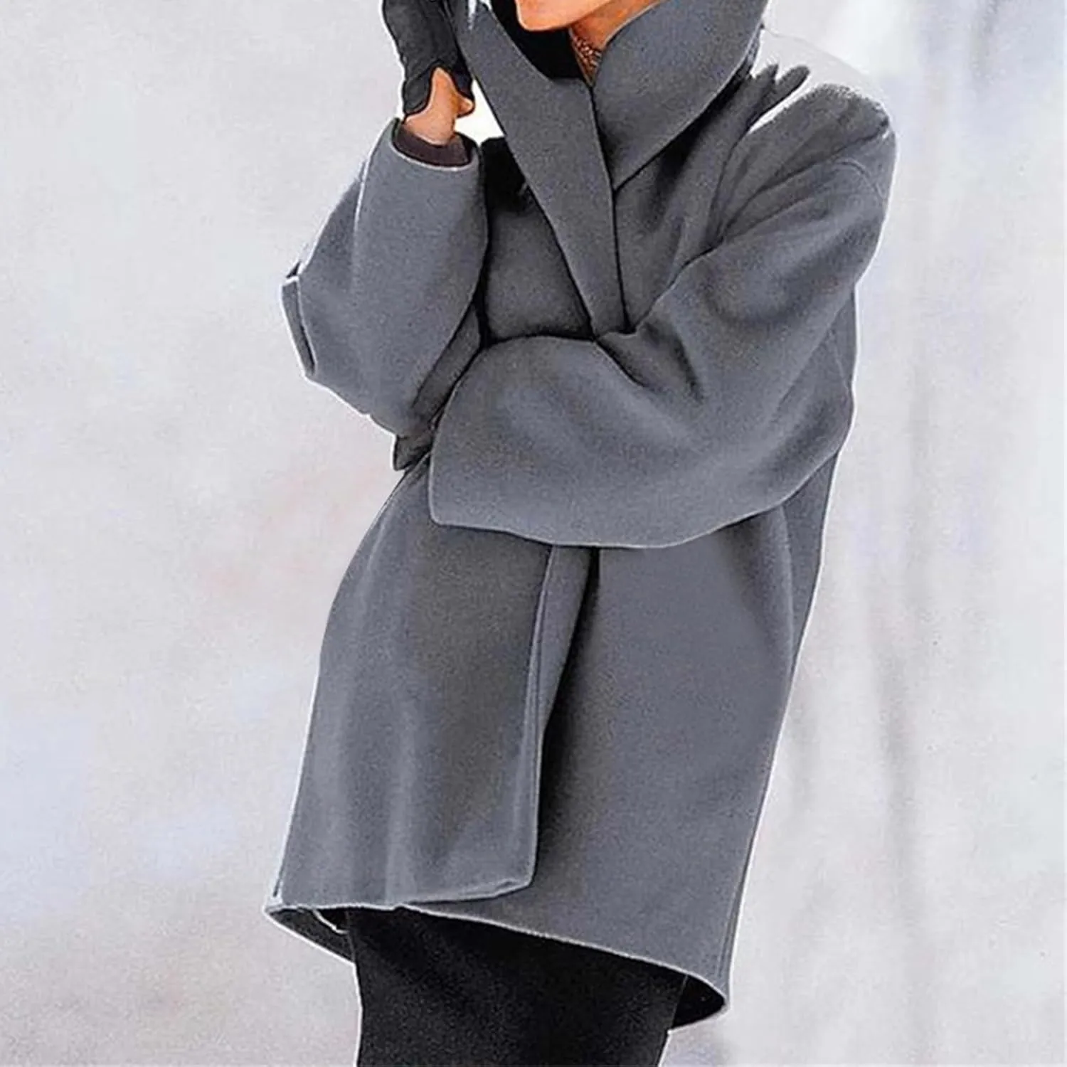 Womens Trench Coat Long Wool Blend Coats Single Breasted Jackets Fall Winter Casual Shawl Collar Overcoat Outerwear