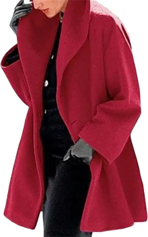 Womens Trench Coat Long Wool Blend Coats Single Breasted Jackets Fall Winter Casual Shawl Collar Overcoat Outerwear