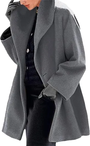 Womens Trench Coat Long Wool Blend Coats Single Breasted Jackets Fall Winter Casual Shawl Collar Overcoat Outerwear