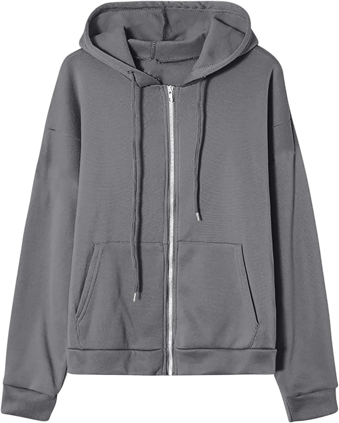 Women's Zip Up Hoodies Casual Fall Fashion Oversized Sweatshirts Y2K Teen Girl Cute Long Sleeve Jackets with Pockets