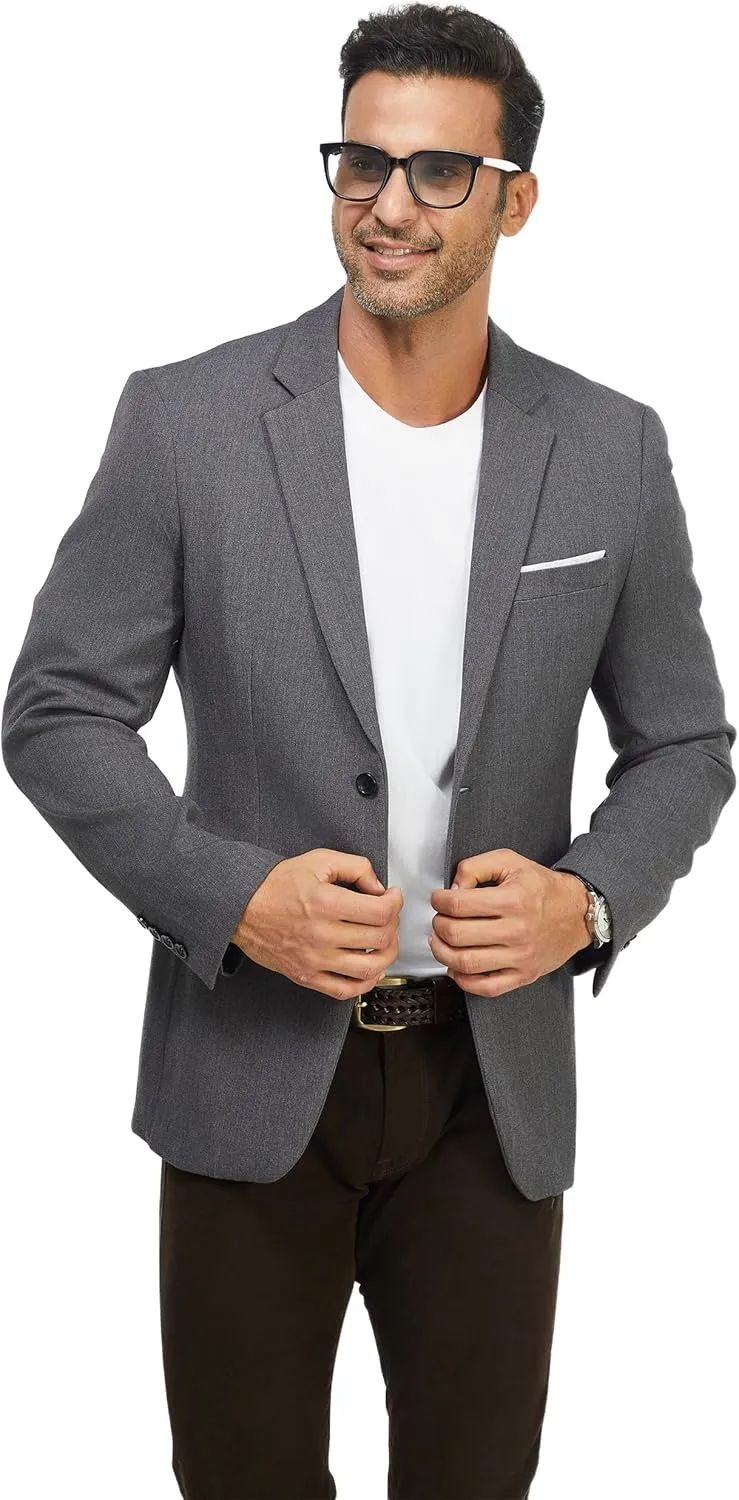 WULFUL Mens Casual Blazer Suit Jackets Slim Fit Two Button Sport Coats Lightweight Business Jacket