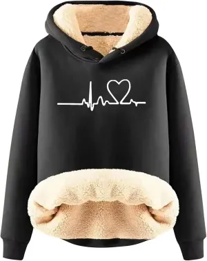 WYTong Women's Winter Warm Hoodie Sherpa Fleece Pullover Hoodie Casual Crewneck Oversized Thick Sweatshirts