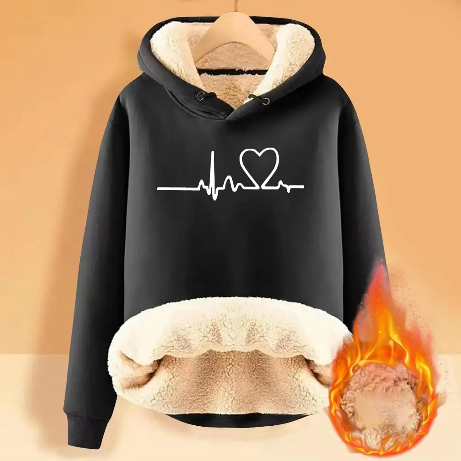 WYTong Women's Winter Warm Hoodie Sherpa Fleece Pullover Hoodie Casual Crewneck Oversized Thick Sweatshirts