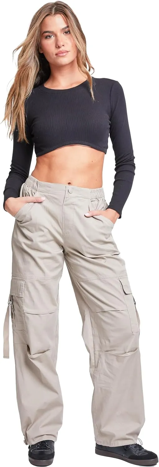 YMI Relaxed Fit Colored Cargo Utility Pant, Charcoal, S