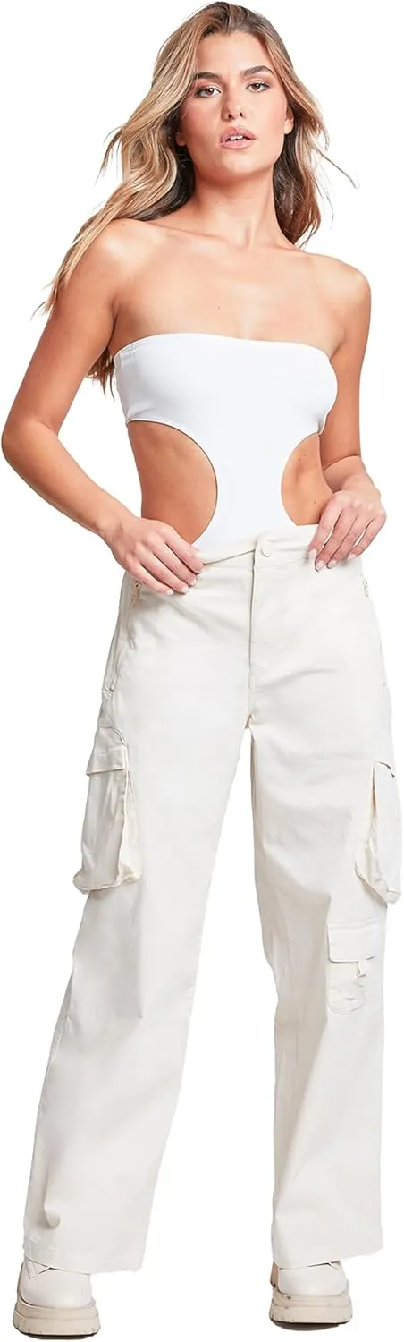 YMI Relaxed Fit Colored Cargo Utility Pant, Charcoal, S