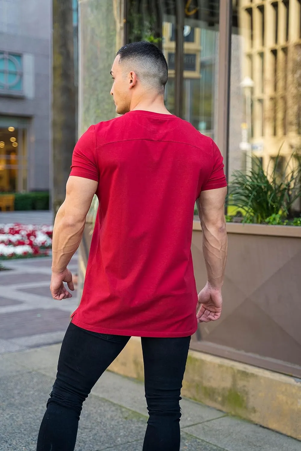 YoungLA Mens Minimalist Fitted T-Shirts | Long Drop Cut Tee | Workout Gym 411
