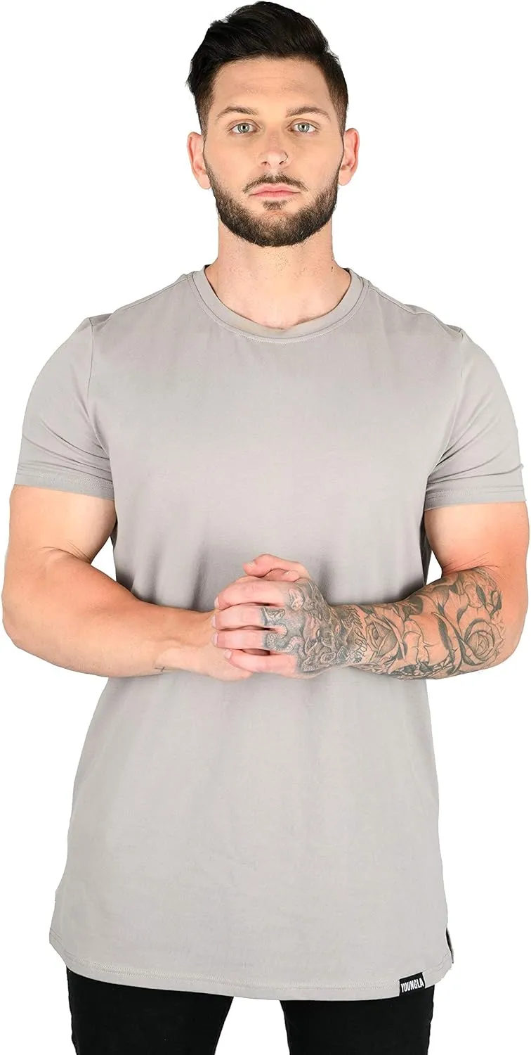 YoungLA Mens Minimalist Fitted T-Shirts | Long Drop Cut Tee | Workout Gym 411