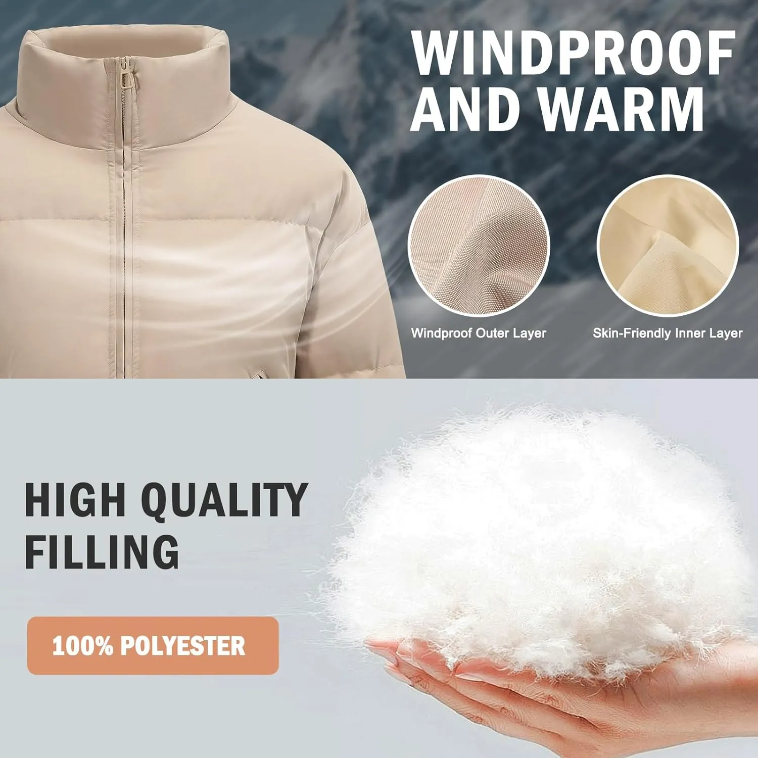Yusongirl Womens Cropped Puffer Jacket Winter Warm Quilted Jackets Baggy Short Down Coats Long Sleeve Zip Coat