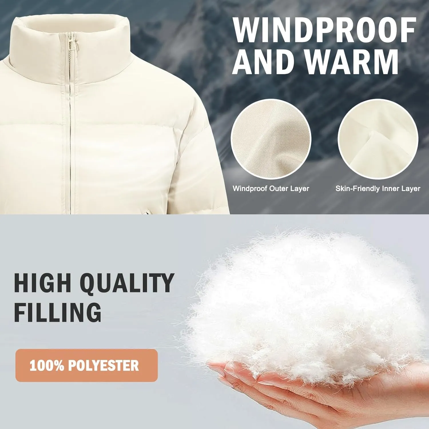 Yusongirl Womens Cropped Puffer Jacket Winter Warm Quilted Jackets Baggy Short Down Coats Long Sleeve Zip Coat